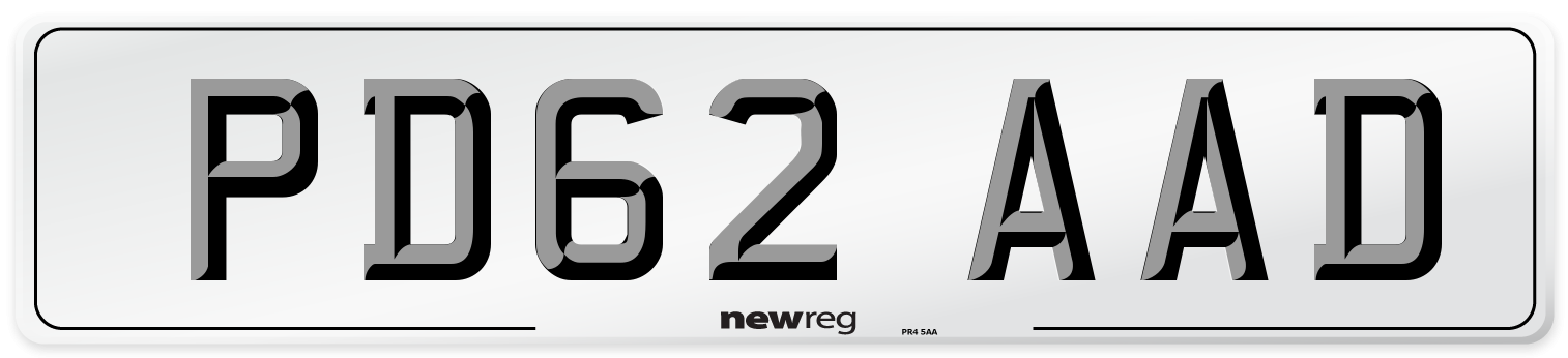PD62 AAD Number Plate from New Reg